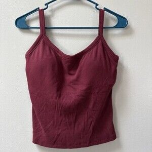 OGL Burgundy Tank Athletic Built in Bra Fitted Ribbed Women’s Small Gym Casual